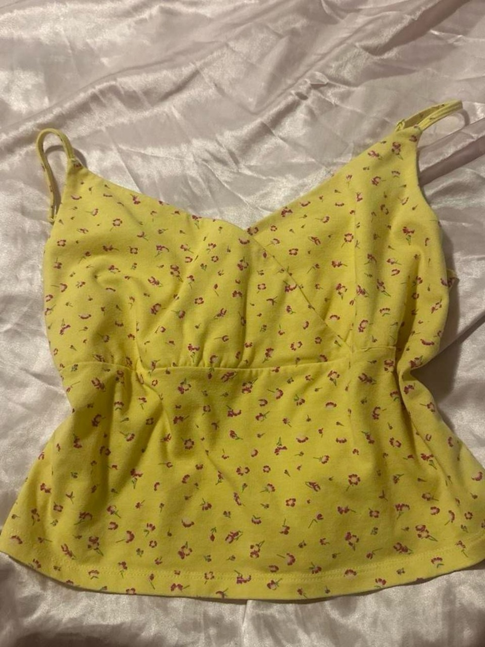 Yellow Floral Spaghetti Strap Cami Top